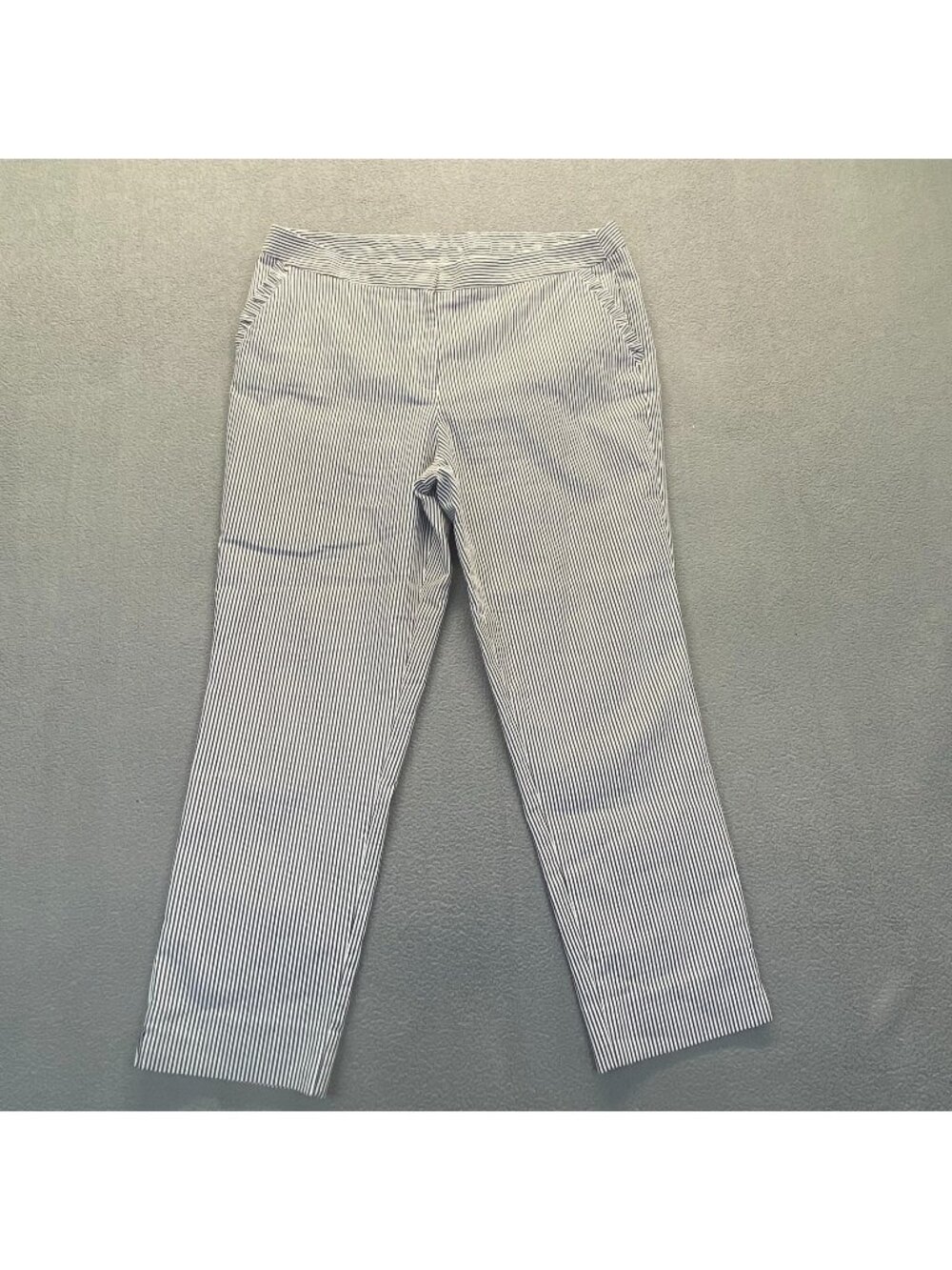 Anne Klein Black & White Stripe Ankle Pockets Pants ,Pockets,Zipper Size 12 - Picture 1 of 13